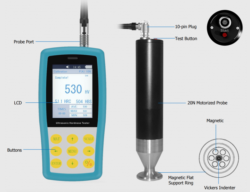 Portable Motorized Leeb / Ultrasonic Hardness Tester UCI-4100DM